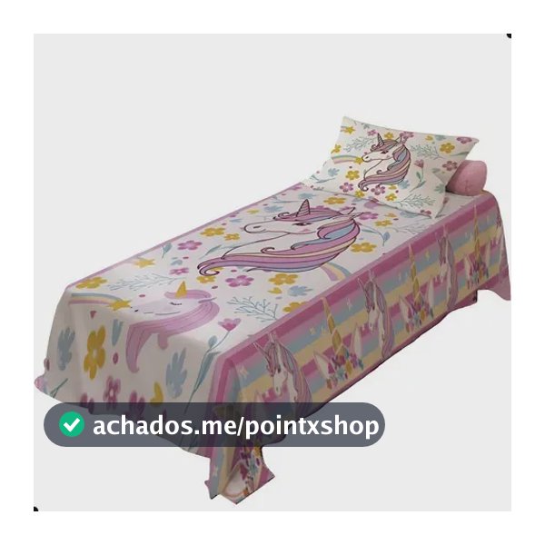 Jogo Lençol + Fronha Temático Infantil Modelos Unicórnio