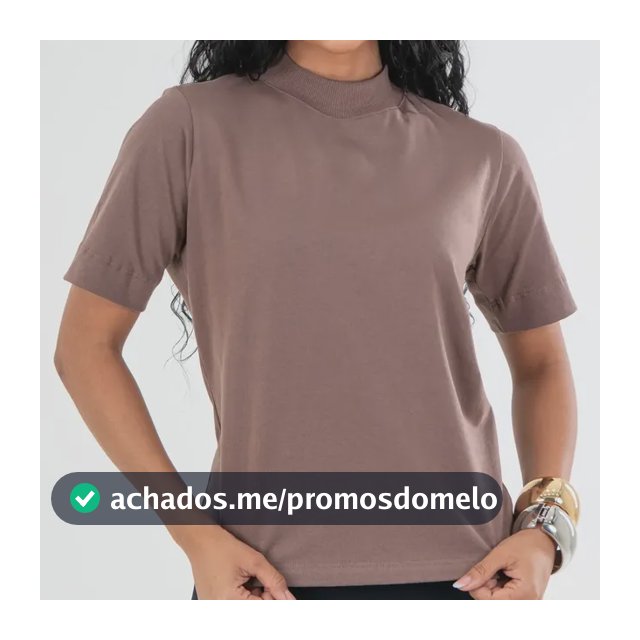 Blusa Feminina Algodão Gola Alta Manga Curta Casual Básica