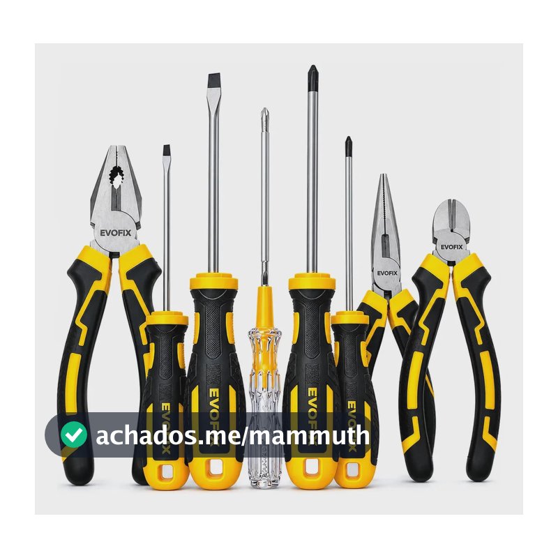 Kit Ferramentas 8 Peças Evofix Alicates Chaves De Fenda e Phillips Testador De Voltagem