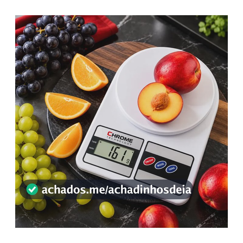 Balança Digital de Cozinha para Alimentos, 10 kg e Precisão de 1g Profissional E Uso Domestico Nutricional Para Pesar Alimentos Ou Confeitaria Comida Chrome Technology