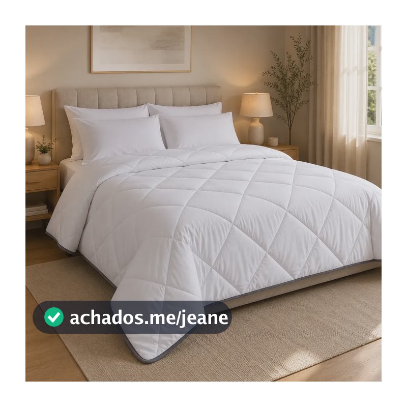 Edredom Queen Branco 600 Fios 100% Algodão Toque Macio Branco Liso