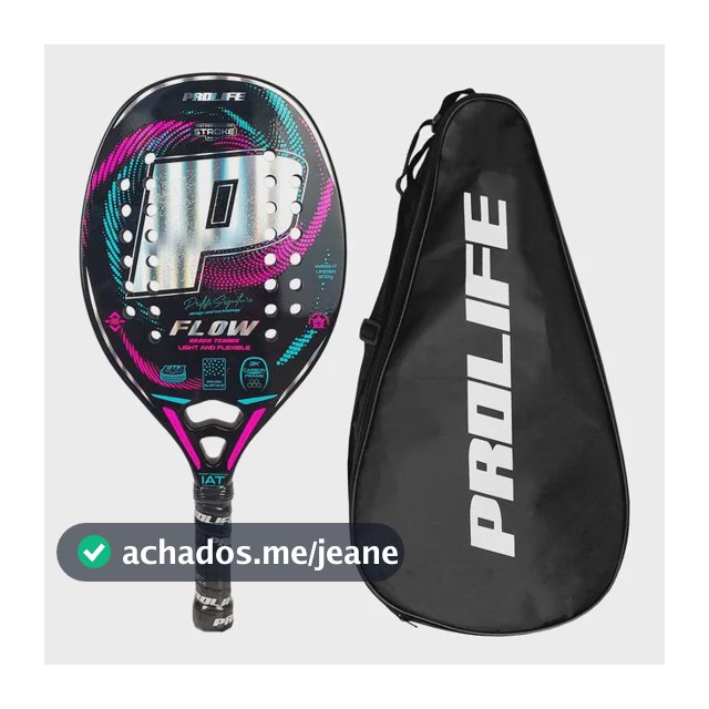 Raquete Beach Tennis 100% Carbono 3k Kit Prolife Holográfica