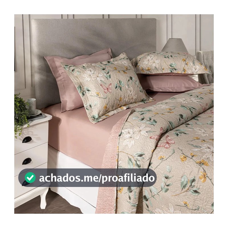 Kit Cobre Leito Colcha Casal 3 Peças Boutis Lisas Dupla Face Porta Travesseiro Aba Americana Isabel Areia