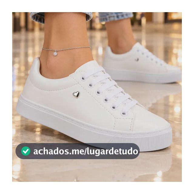 Tenis Branco Feminino Casual Academia Bordado Confortável