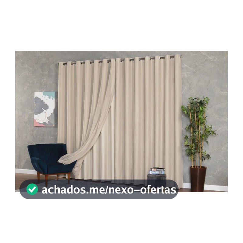 Cortina Voil Linho 6,00x2,60  Forro Microfibra Alto Padrão