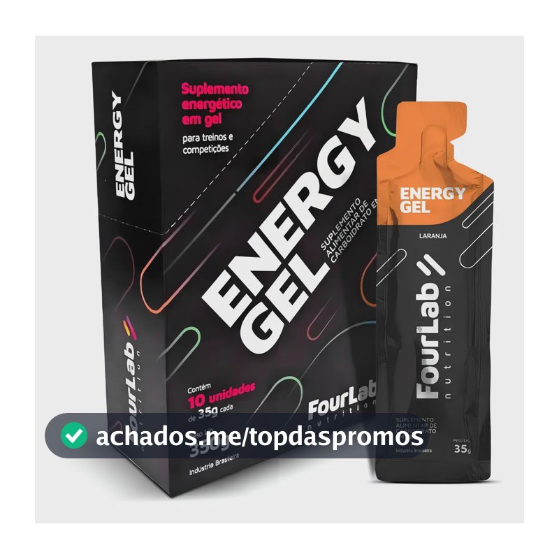 Gel De Carboidrato Energy Gel Caixa 10 Sachês - Fourlab Sabor Laranja