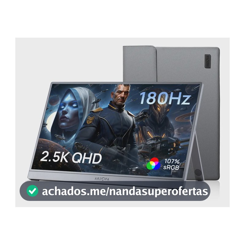Arzopa Z3fc Monitor Portátil 16.1'' 2.5k 180hz Gamer - Cinza