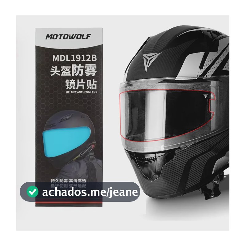 Motowolf - Pinlock Universal Antiembaçante Viseira Premium Transparente