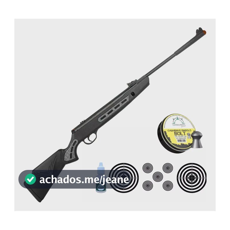 Espingarda Pressão Hatsan Strike 1000s Gas Ram 5,5 mm 60k Rossi Preto 1092 mm