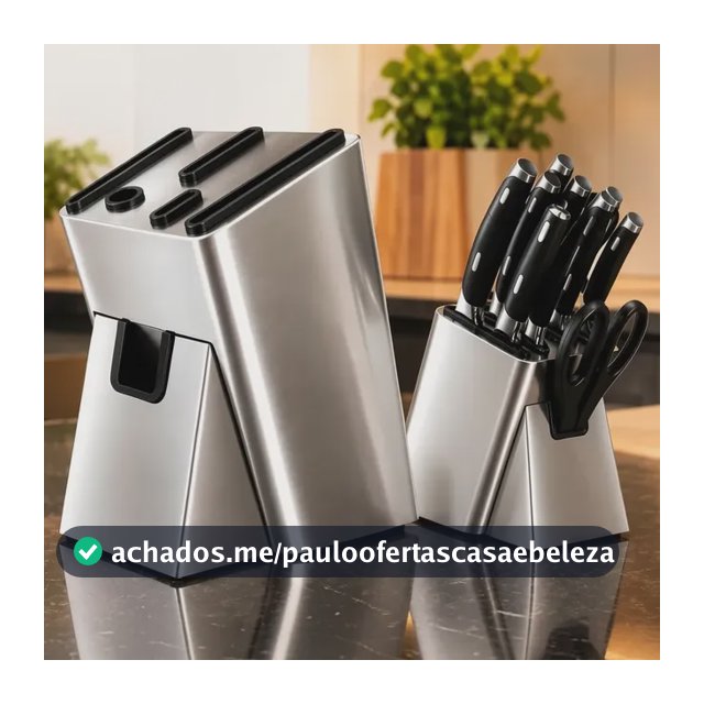 Porta Facas Inox 6 Compartimentos Faqueiro Organizador Facas Inox