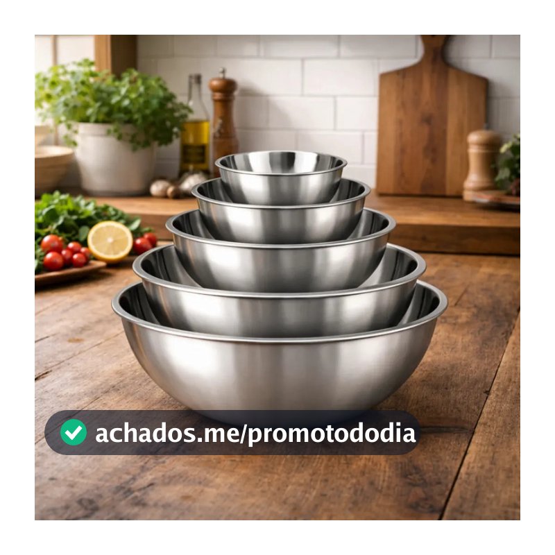 5 Tigelas Bowl Inox Com Medidor Multiuso Cozinha Misture, Meça E Prepare Receitas Com Precisão Profissional