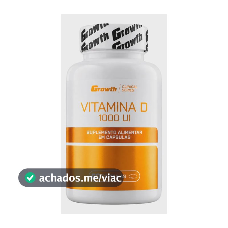 Vitamina D 1000ui 60 Caps Growth Supplements - Sem Sabor Sem Sabor