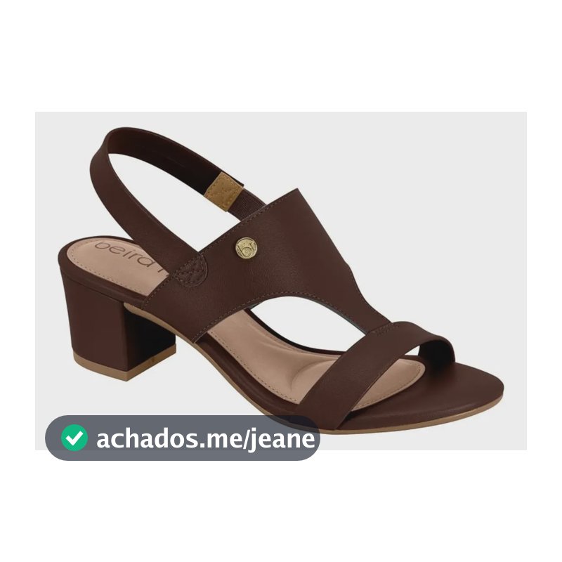 Sandália Salto Feminina Beira Rio Confortável Slingback Marrom-escuro 35