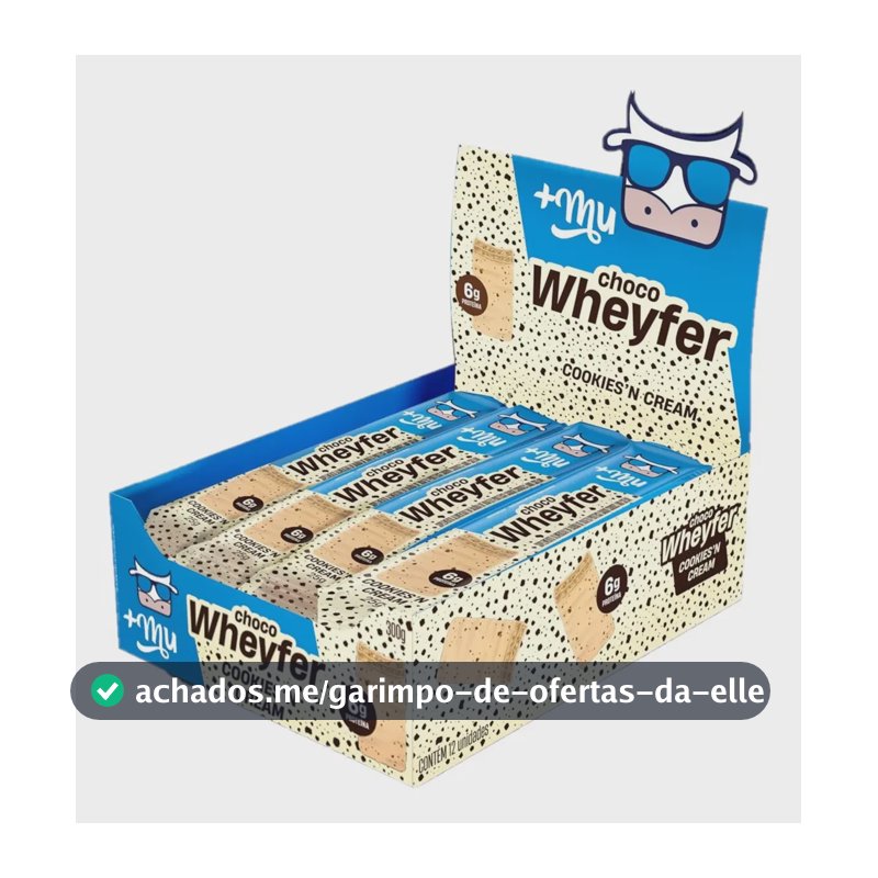 Whey protein +Mu Chocowheyfer Cookies em barra de cereais sabor Biscoitos x 25g 12 un