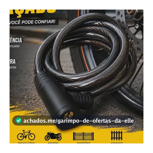 Cadeado Para Bicicleta Com Chave - 12mm X 1000mm Lamericano Cor Preto