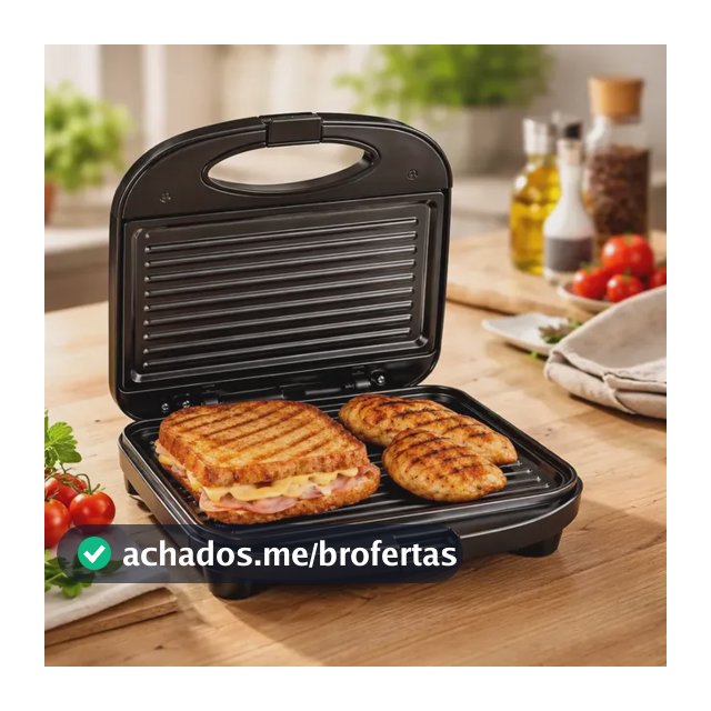 Sanduicheira Elétrica Antiaderente Grill 750w Preto 110/220v Preto 127v