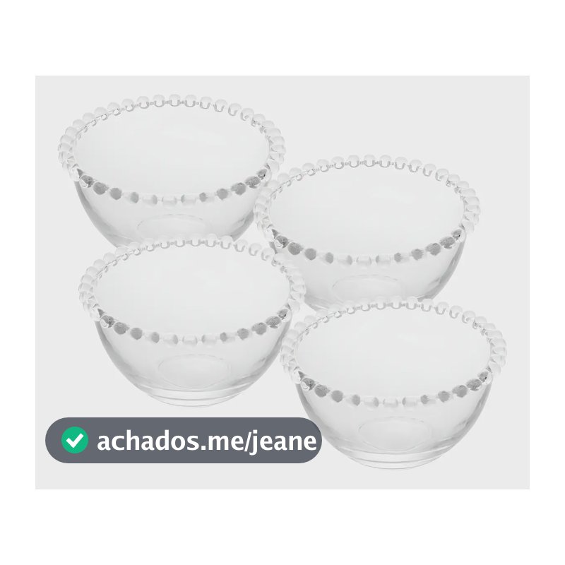 4 Bowls Wolff Pearl De Cristal Incolor 14cm X 8cm - Rojemac
