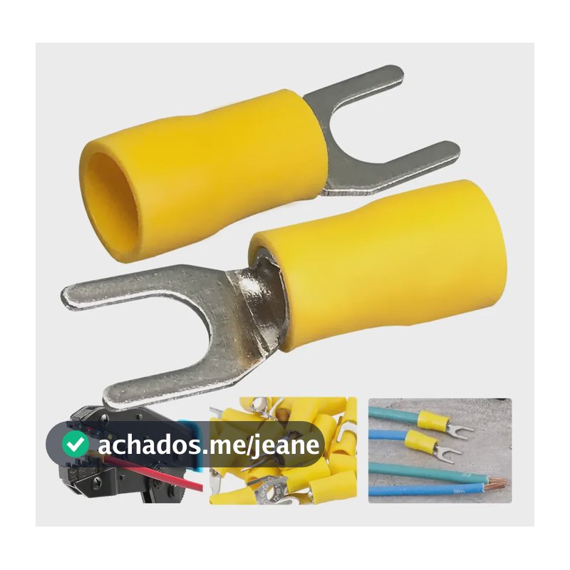 Kit 100un Terminal Forquilha Garfo 4mm A 6mm - Amarelo