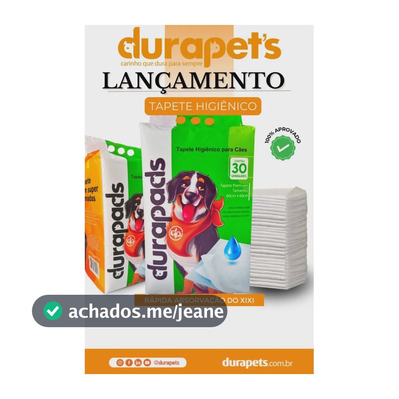 Tapete Higiênico DURAPADS de Gel Descartável com Eliminação de Odor para Cães 60x60 cm