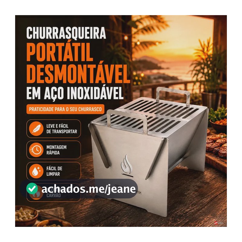 Churrasqueira Portátil Desmontável de Aço Inoxidável para Camping e Viagens