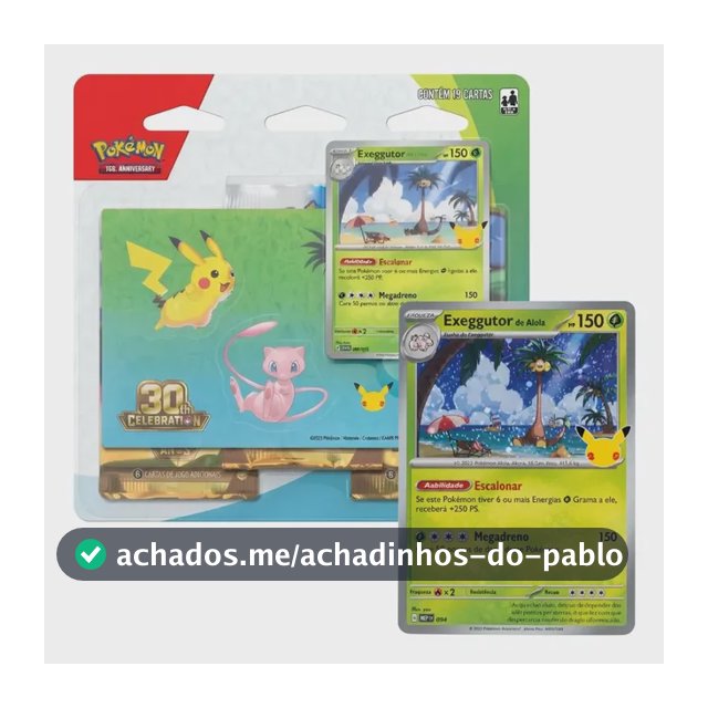 Blister Triplo Pokémon Celebração De 30 Anos Exggutor Alola