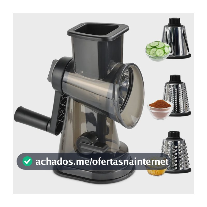 Lumai Ralador Fatiador Cortador De Legumes Queijos Verduras De Cozinha Com Manivela Livre 3 Tubos Inox Para Diferentes Cortes - Base De Fixação Ventosa - Proteção Para Dedos - Qualidade Internacional