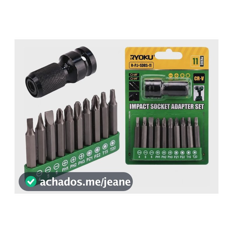 11 Pecas Jogo De Bits Com Adaptador De Impacto Crv Ryoku