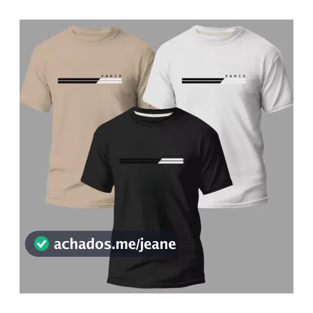 Kit 3 Camisas Masculinas 100% Algodão Premium Street Paris