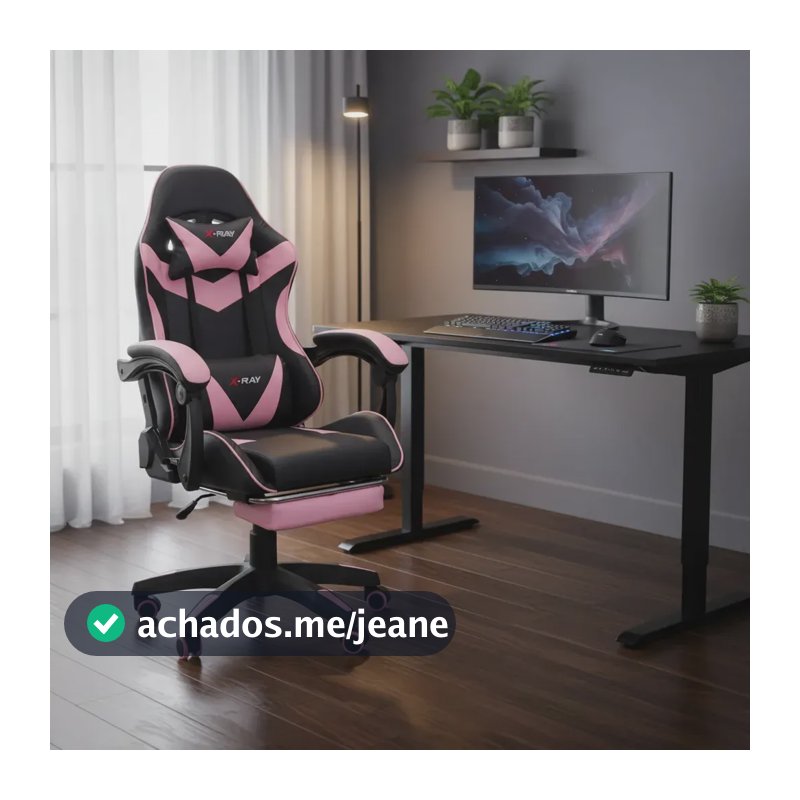 Cadeira Gamer Profissional Reclinável Apoio De Pés X-ray Top Cor Rosa Material Do Estofamento Couro Sintético