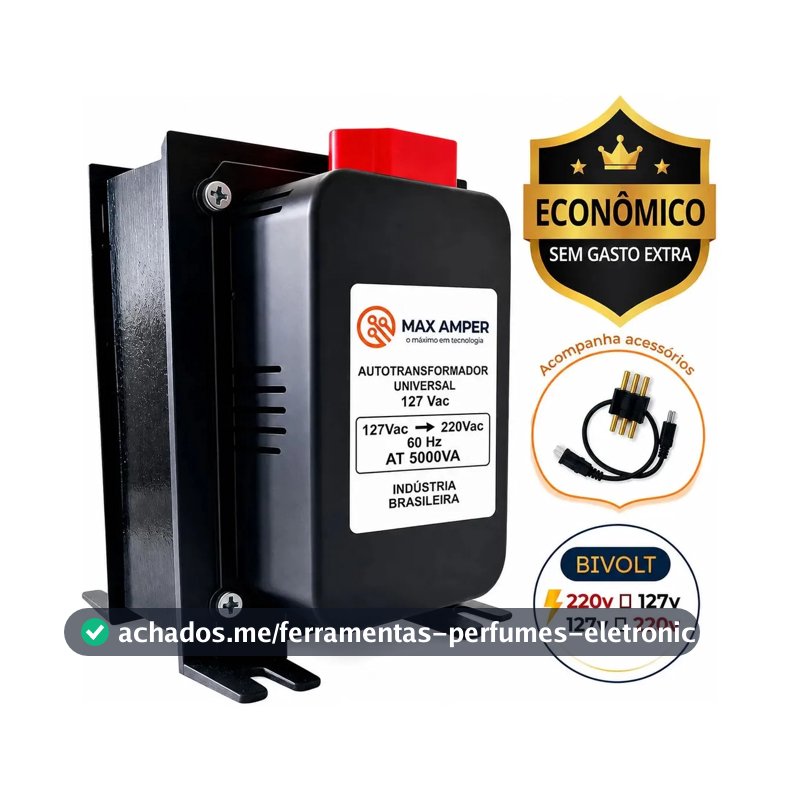 Auto Transformador 5000va Bivolt 110 220 E 220 110 Para Ar até 12000btus, Microondas, Air Fryer, lava roupas impressora geladeira Conversor de voltagemMax Amper