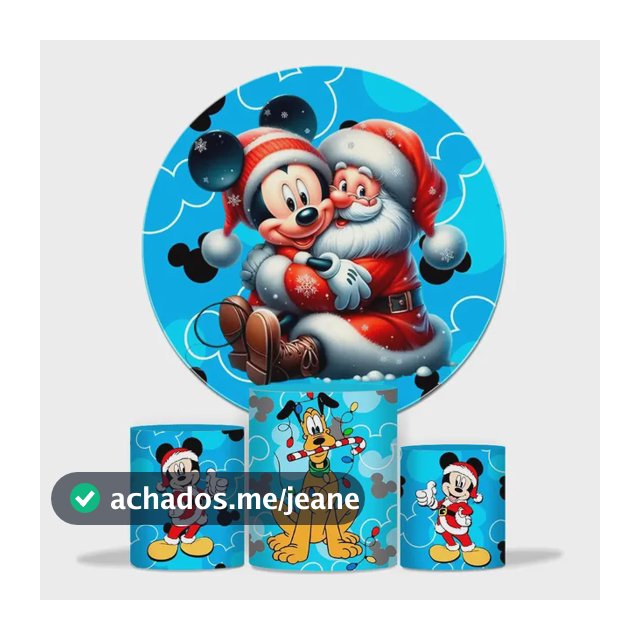 Capa Painel Festa + Trio De Cilindros Tema Mickey Natal