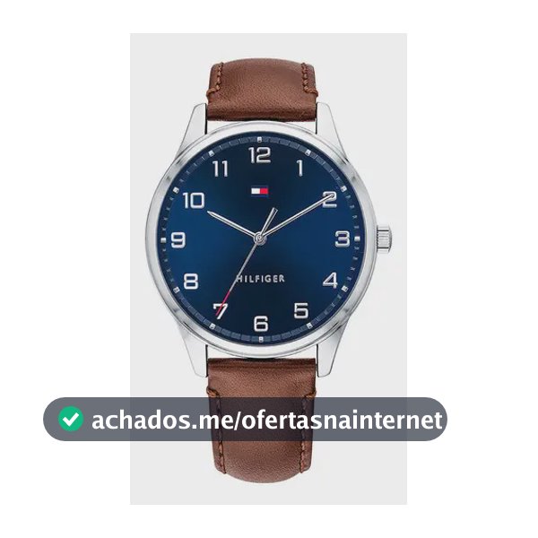 Relógio Tommy Hilfiger 1791659 Cor de malha original: cor de moldura marrom, cor de fundo prateada, cor de fundo azul