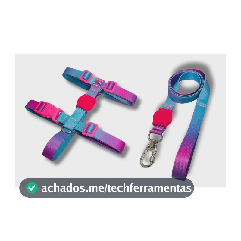 Kit Coleira Peitoral H Antipuxão E Guia Tamanhos Azul E Roxo M
