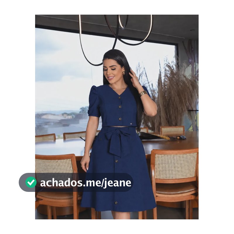 Conjunto Social Feminino Saia Midi Evasê E Blusa Cropeed Azul-marinho M