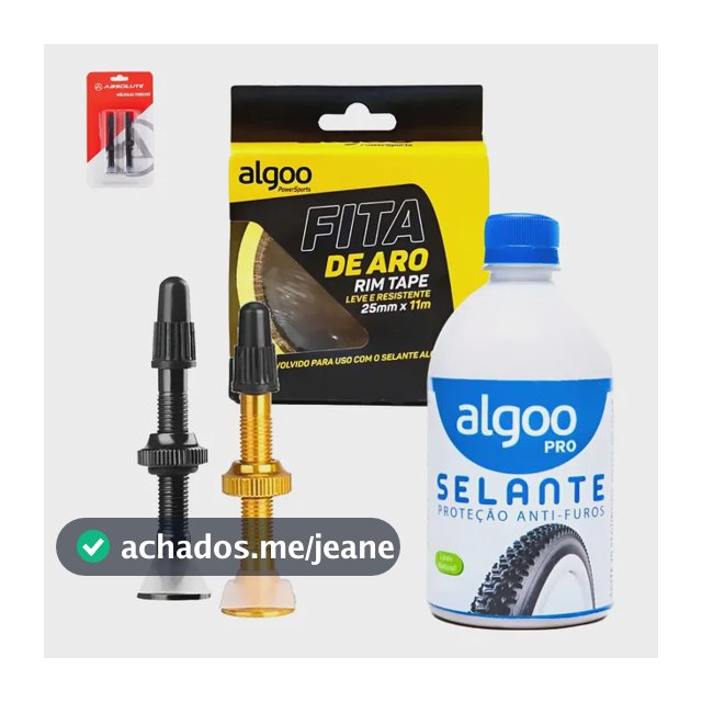 Par Válvula Bico Tubeless + Selante + Fita De Aro Pneu Bike