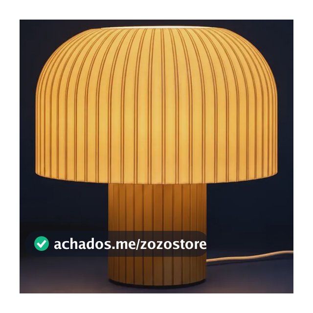 Abajur Luminária De Mesa Cogumelo Kaela Branco C/ Lampada Marrom-claro Branco 127/220v