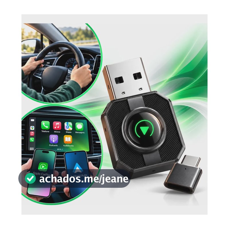 Adaptador Carplay Android Auto Wireless Sem Fio Usb C