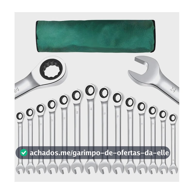 Jogo De Chave Combinado Esquadro E De Catraca 14 Pcs 8-24mm Branco