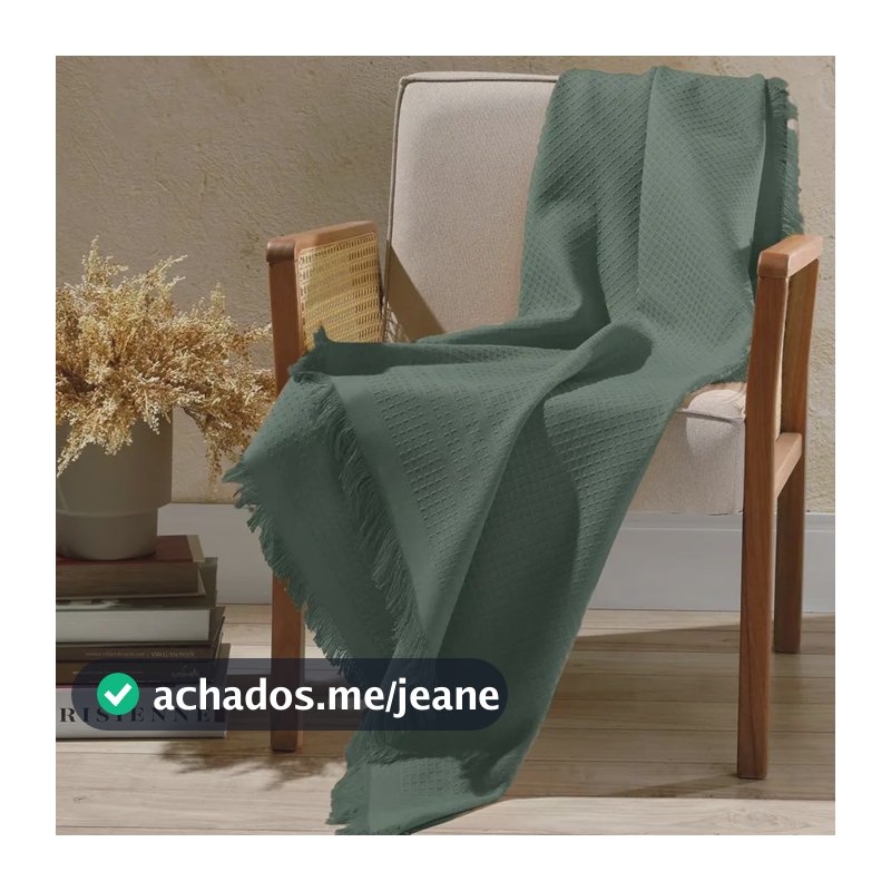 Manta Para Sofá Dohler Marrocos Grande 1,50m X 2,10m Cor Ref907 - Verde Escuro Desenho Liso