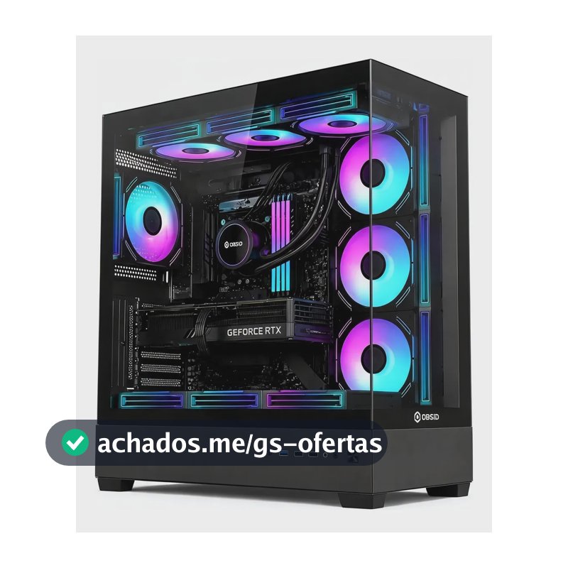 Gabinete Gamer Obsid Frame Preto Vidro Mid Tower S/ Fan Preto