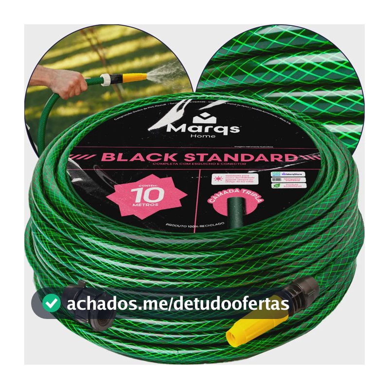 Mangueira De Jardim 10m Metros Com Esguicho Trançada Reforçada Flexível 7/16 Anti Dobra Irrigação Quintal Poço Lavagem Durável Marqs Home