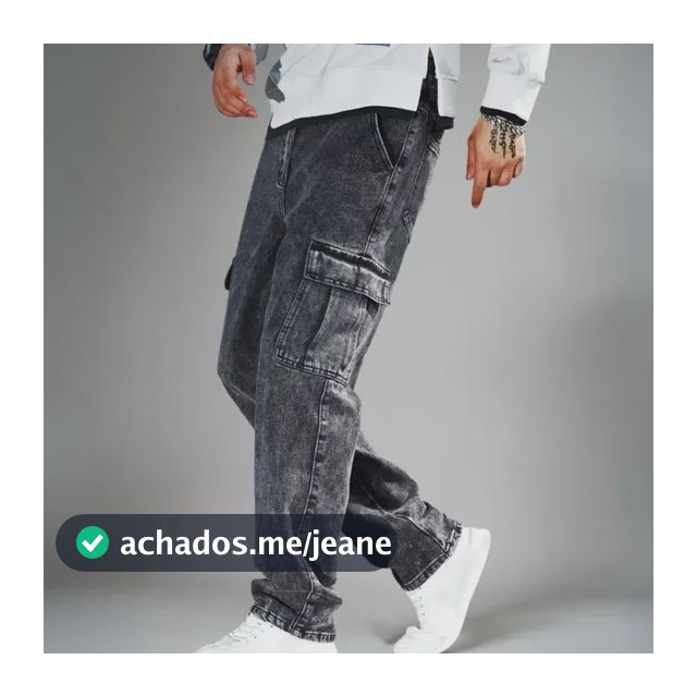 Calça Jeans Cargo Masculina Streetwear Cinza Grafite Nf