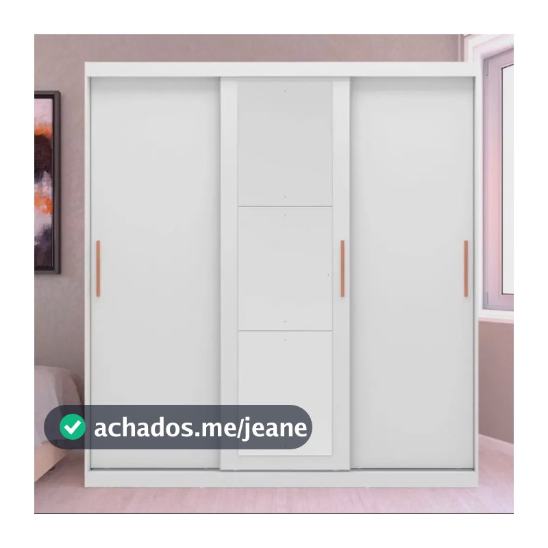 Guarda Roupa Casal Paris Bartira Com Espelho 3 Portas Cor Branco