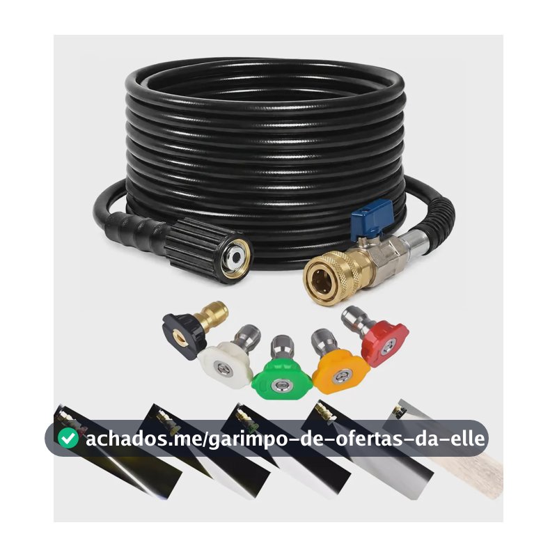 15m Mangueira Bico Registro Engate Rápido Lavadora P/karcher Preto