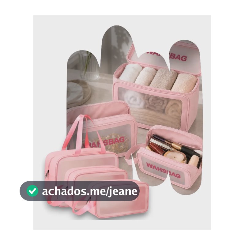 Kit 3 Necessaire Washbag Impermeável Organizador Maquiagem Rosa Lisa