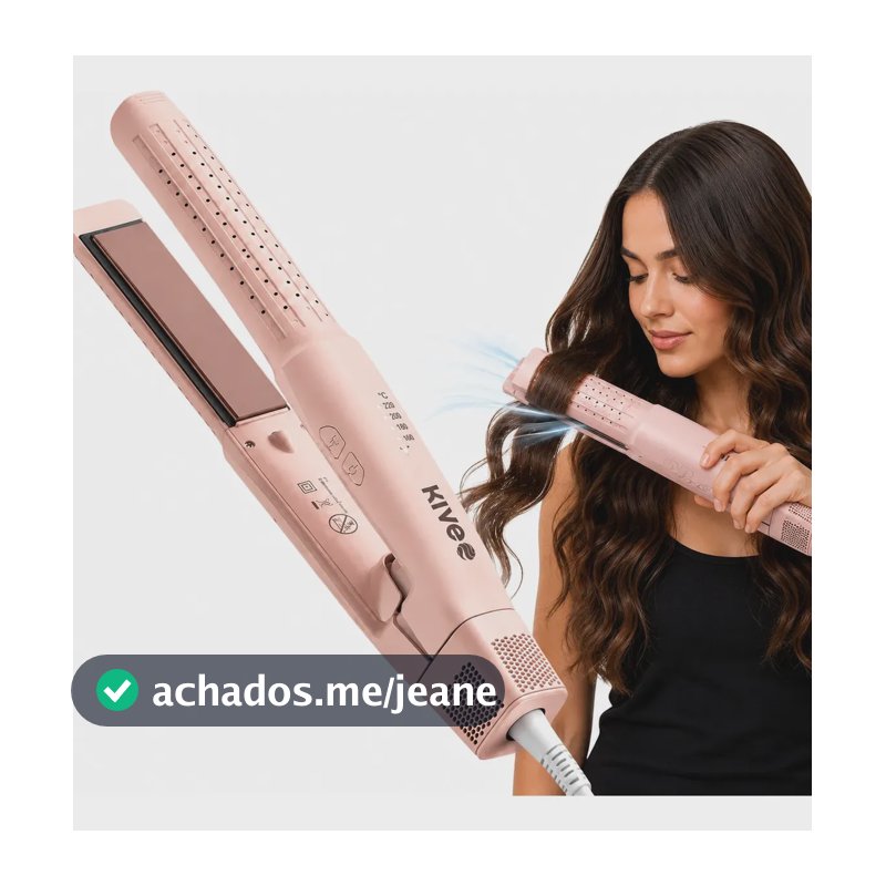 Chapinha 2 Em 1 Kive KV-865 Profissional Bivolt Alisa E Faz Cachos Com Jato Frio Íons Negativos Anti Frizz