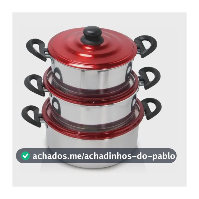 Jogo De Panela 3 Peças Aluminio Vermelho