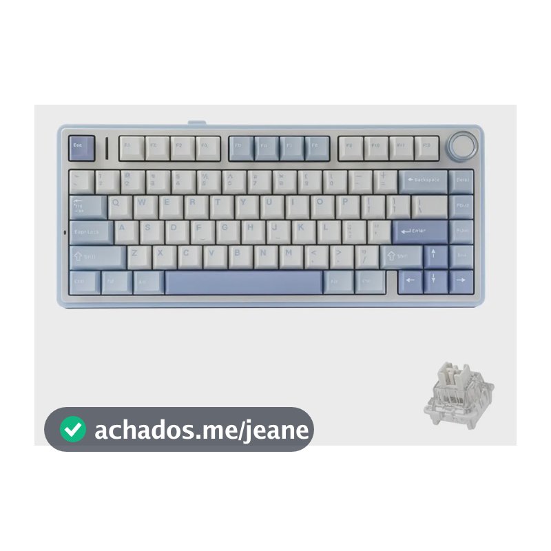 Teclado Aula F75 Sem Fio Mecânico Tri Mode Hot Swap Cor de teclado Azul Sal Marinho Idioma Inglês US