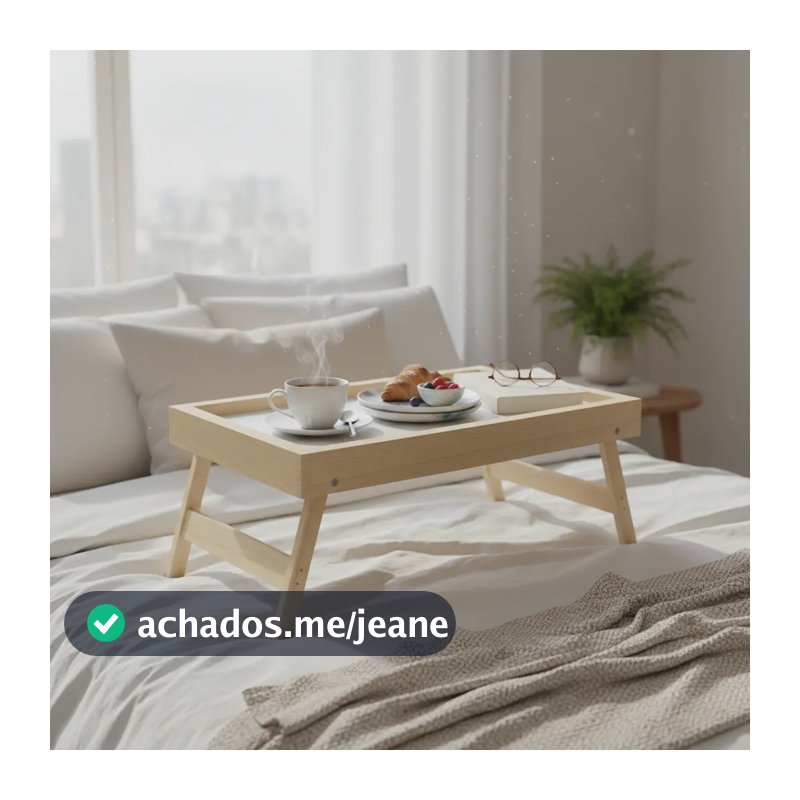 Mesa Madeira Bandeja Café Manhã Mesinha Pés Dobraveis 40x25 Pinus