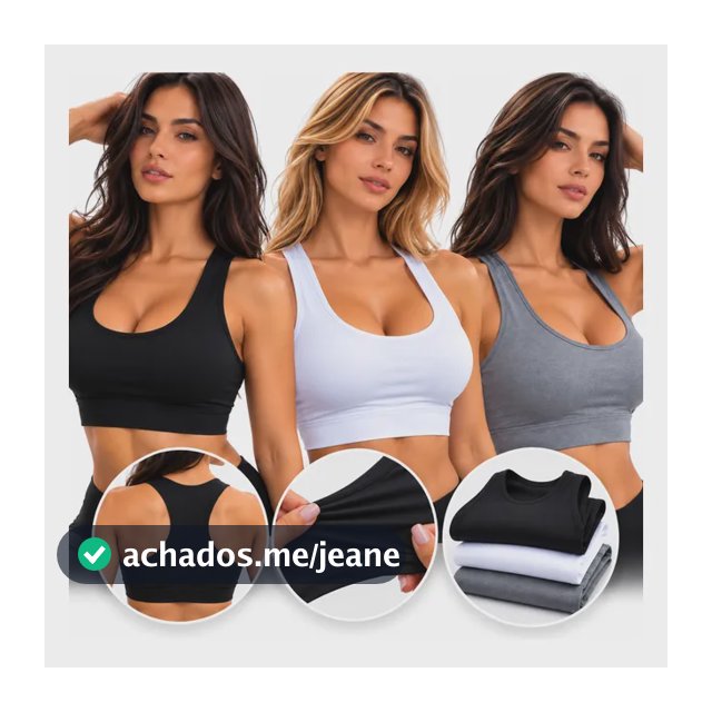 Top De Academia Fitness Feminino Fit Treino Suplex Liso Kit3